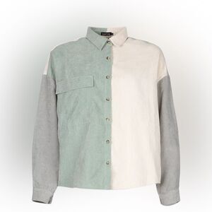 BOOHOO OVERSIZED COLOR BLOCK CORD SHIRT Size 22